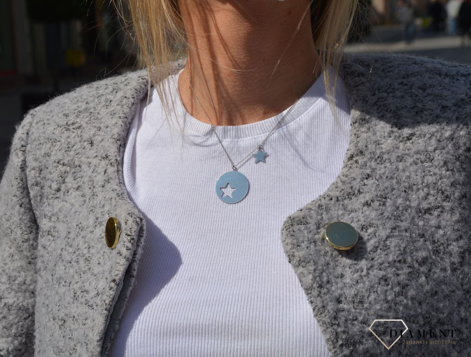 Naszyjnik srebrny gwiazdka w kółku Dall'Acqua ✓Srebrne Naszyjniki Damskie w Sklepie z Biżuterią zegarki-diament.pl.jpg